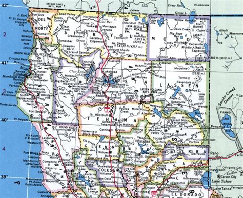 Map of Northern California Region, free detailed map with counties,cities.